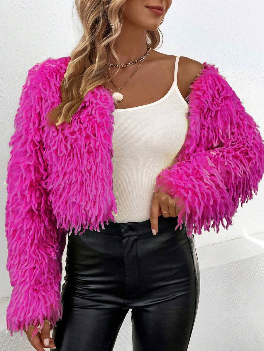 SHEIN Privé 女士開衫外套 - 玫紅色 - 查看 1