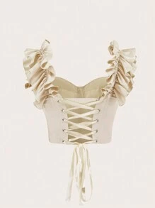 SHEIN MOOSTA 女款純色細肩帶吊帶上衣加大尺寸 - 卡其色 - 查看 2