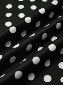 EMERY ROSE 女式大尺碼波點拼接喇叭形下擺 A 字連身裙 - 黑與白 - 查看 5