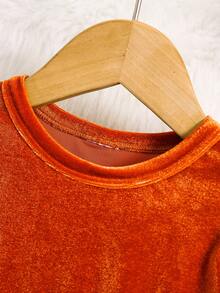 Em bé Cô gái Thanh lịch Tay áo hình bướm Đầm Đối với Mùa thu - trái cam - Xem 5