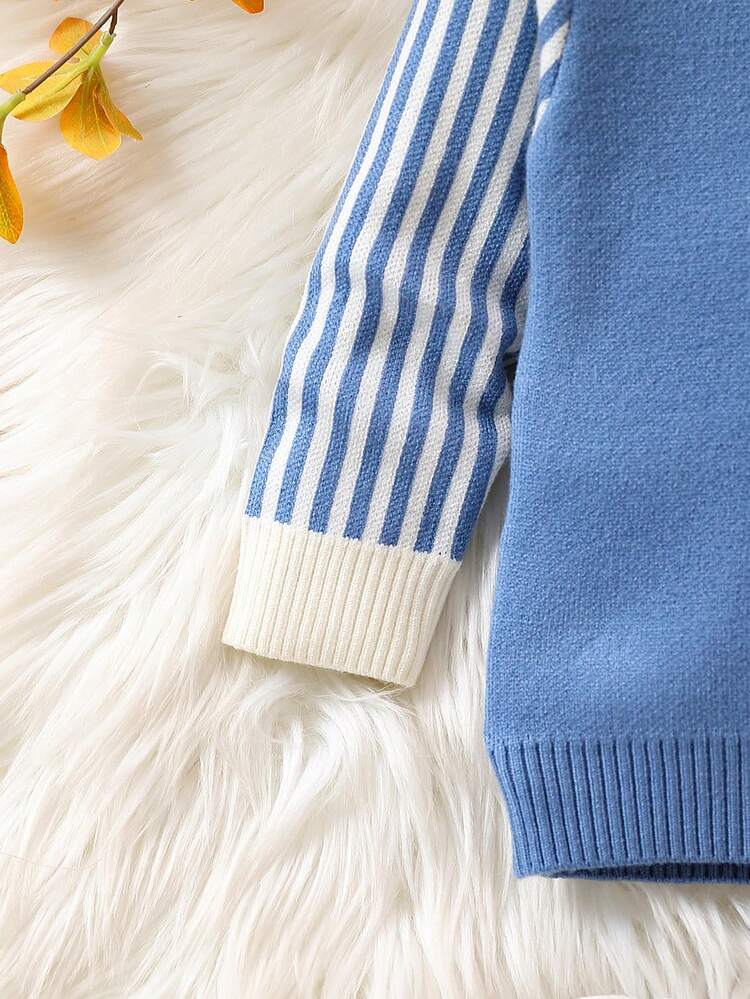 Baby Boys' Striped And Text Print Sweater