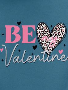 SHEIN LUNE Women's Hoodie With Letter And Leopard Print - Dusty Blue - View 4