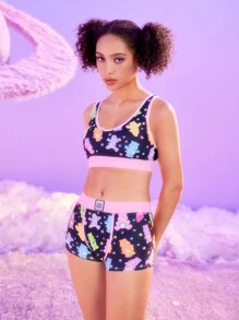 ROMWE X Care Bears Ladies Cartoon Bear Print Underwear Set - Multicolor - View 5