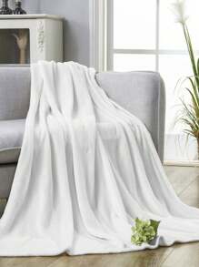 1pc White Flannel Blanket, Simple Style Suitable For All Seasons: For Air Conditioning, Napping And Sofa - White - View 5