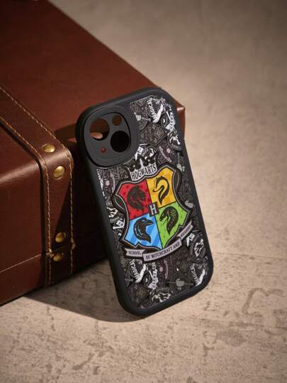 Harry Potter | ROMWE Estuche Protector Para Teléfono De La Serie Iphone12 13 14 Con Diseño Universitario De Gafas Redondas Negras