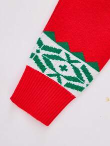 Con trai ( Nhỏ bé ) Giáng sinh Chặn màu Hình Deer Đúng mốt Áo chui đầu Áo len - Đỏ - Xem 4