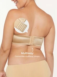 LUVLETTE 梦幻曲线支撑 + 无肩带缎面聚拢文胸 T 恤半罩杯文胸 - 杏色 - 查看 8