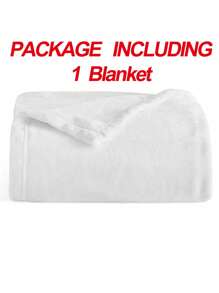 1pc White Flannel Blanket, Simple Style Suitable For All Seasons: For Air Conditioning, Napping And Sofa - White - View 4