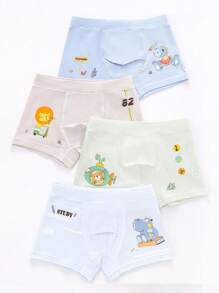 4pcs/set Toddler Boys' Cartoon Printed Boxer Shorts - Multicolor - View 1