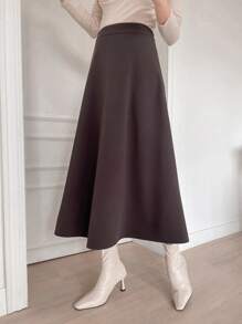 DAZY Của phụ nữ Eo cao Lay động Thêm dài Váy - Màu nâu Sô-cô-la - Xem 3