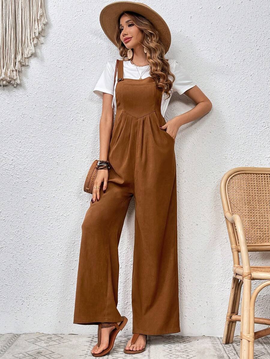 SHEIN VCAY Mono De Color Sólido Para Mujer - Marrón - Ver 1