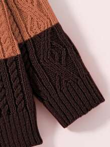 SHEIN 幼兒男童拼色套頭毛衣 - 巧克力棕 - 查看 3