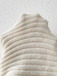 SHEIN Privé Màu thuần Đầm Áo len - Màu be - Xem 6