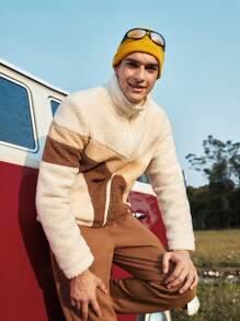 In My Nature 男士色塊羊毛衣外套 - 米色 - 查看 5