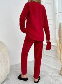 RueChic Heart Print Sleepwear Set - Red - View 2