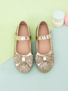 Zapatos Planos De Niñas Con Lazo Brillante En Color Dorado, Popular Para Niñas Pequeñas - Dorado - Ver 5