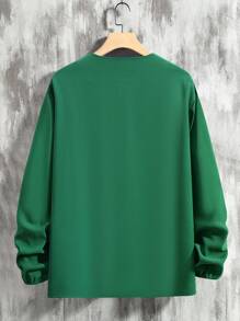 Manfinity Men's Green Notch Collar Drop Shoulder Sleeve Shirt - Green - View 2