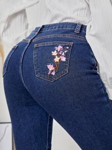 SHEIN LUNE Women's Denim Pants With Pockets