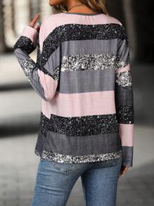 SHEIN LUNE Ladies' Stripe T-shirt - Multicolor - View 2