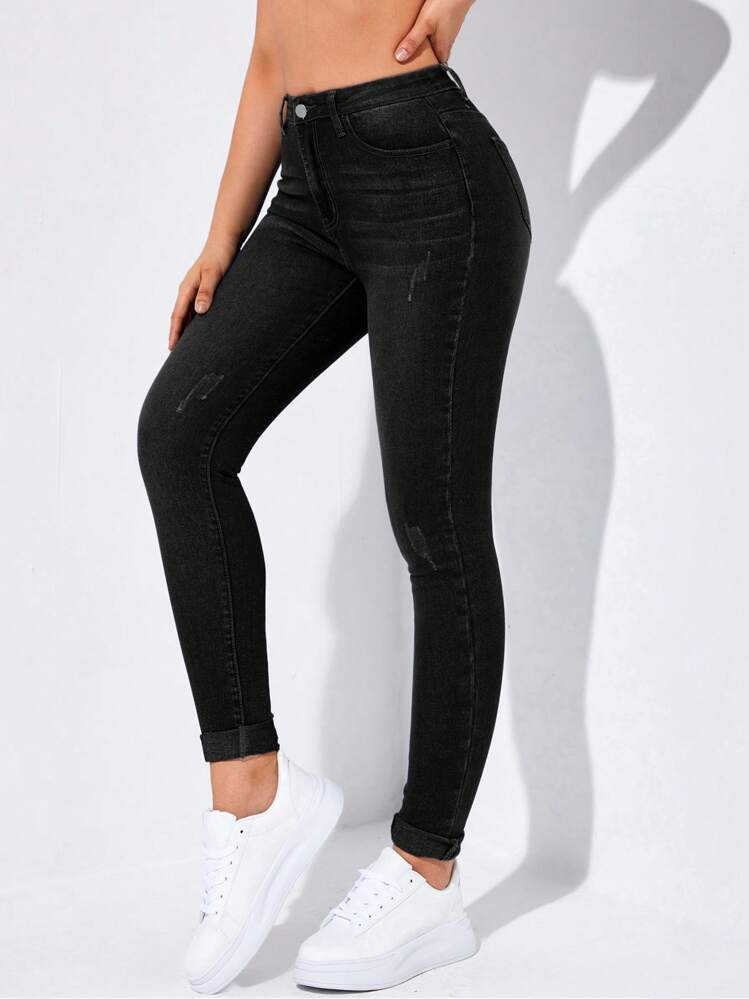 PRY/SHIRRING SAROUEL SKINNY JEANS/シュウト黒2 SHIRRING SAROUEL