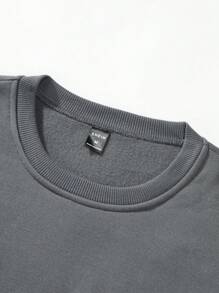 Manfinity Homme Men's Plain Round Neck Long Sleeve Loose T-Shirt And Pants Set - Grey - View 4