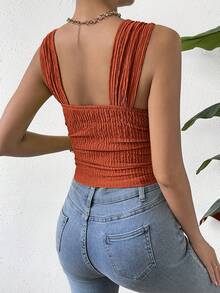 Chiquease Solid Color Short Length Women's Tank Top For Summer - Maroon - View 2