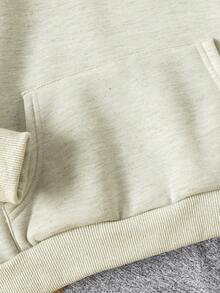 SHEIN Tween Girls' Letter Printed Hooded Long Sleeve Sweatshirt And Shorts Set - Grey - View 8