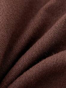 Boys' Letter Embroidered Fleece Sweater - Coffee Brown - View 6