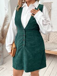 Franclia Plus Button Front Overall Dress Without Shirt