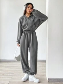 SHEIN EZwear 女灰色針織連身褲 - 灰色 - 查看 6