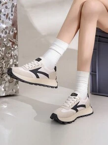 Women's Colorblock Casual Athletic Shoes, Campus Style Chunky Sneakers