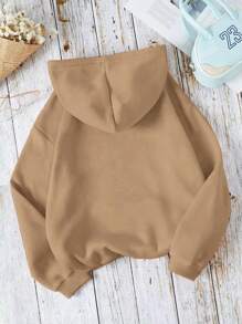 INAWLY 女士连帽抓绒卫衣，带抽绳，适合毕业季、返校季、毕业典礼、教师节等场合，秋季返校套头衫 - 咖啡棕 - 查看 2