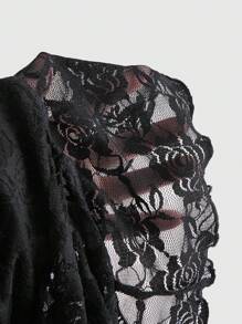 ROMWE Fairycore Women's Off Shoulder Lace Top - Black - View 5