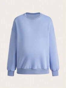 SHEIN Maternity Solid Color Fleece Sweatshirt (3pcs Set), For Winter - Multicolor - View 9