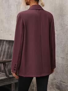 SHEIN Clasi Blazer De Color Sólido Con Cuello De Solapa - Marrón - Ver 2