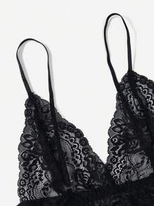 5件套对比色蕾丝腰带缎面睡衣套装/节日季睡衣套装 - 藕粉色 - 查看 6