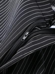 Manfinity Mode Nam Sọc Đen Ngực đơn Bộ đồ - màu đen - Xem 7