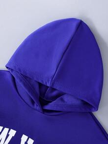 SHEIN Tween Girls' Letter Print Sweatshirt - Blue - View 4