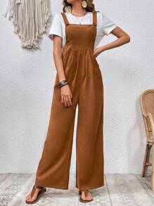 SHEIN VCAY Mono De Color Sólido Para Mujer - Marrón - Ver 4