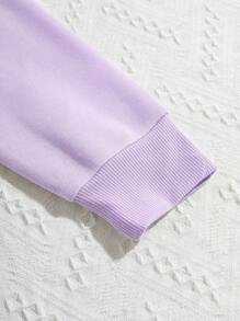 SHEIN Qutie Của phụ nữ Hình con gấu hoạt hình Lông cừu Hoodie - Màu Lilac Tím - Xem 4