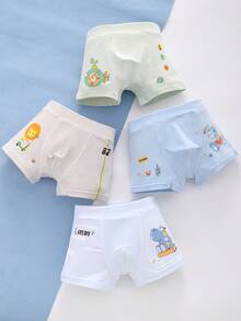 4pcs/set Toddler Boys' Cartoon Printed Boxer Shorts - Multicolor - View 4