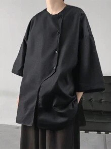 Manfinity Hypemode Nam Lỏng lẻo Nút lên Áo sơ mi - màu đen - Xem 1