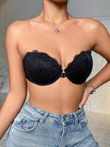 Women's Lace Strapless Bra Lingerie - Black - View 5