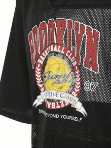 Manfinity Sport Corelite 男友风男士宽松运动套装，网眼设计，运动服，健身服，运动套装 - 黑色 - 查看 6