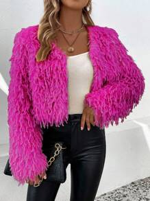 SHEIN Privé 女士開衫外套 - 玫紅色 - 查看 6