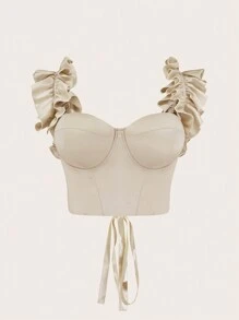 SHEIN MOOSTA 女款純色細肩帶吊帶上衣加大尺寸 - 卡其色 - 查看 1