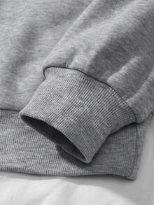 SHEIN Qutie 女款字母印花絨毛運動衫 - 灰色 - 查看 5