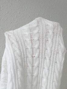 SHEIN Essnce Áo len dệt kim cổ lọ màu khối - Xám - Xem 5