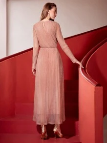 MOTF PREMIUM WOMEN'S SOLID COLOR LONG SLEEVE DRESS - Pink - View 8