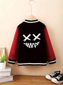 男孩拼色夾克 - 酒紅色 - 查看 2